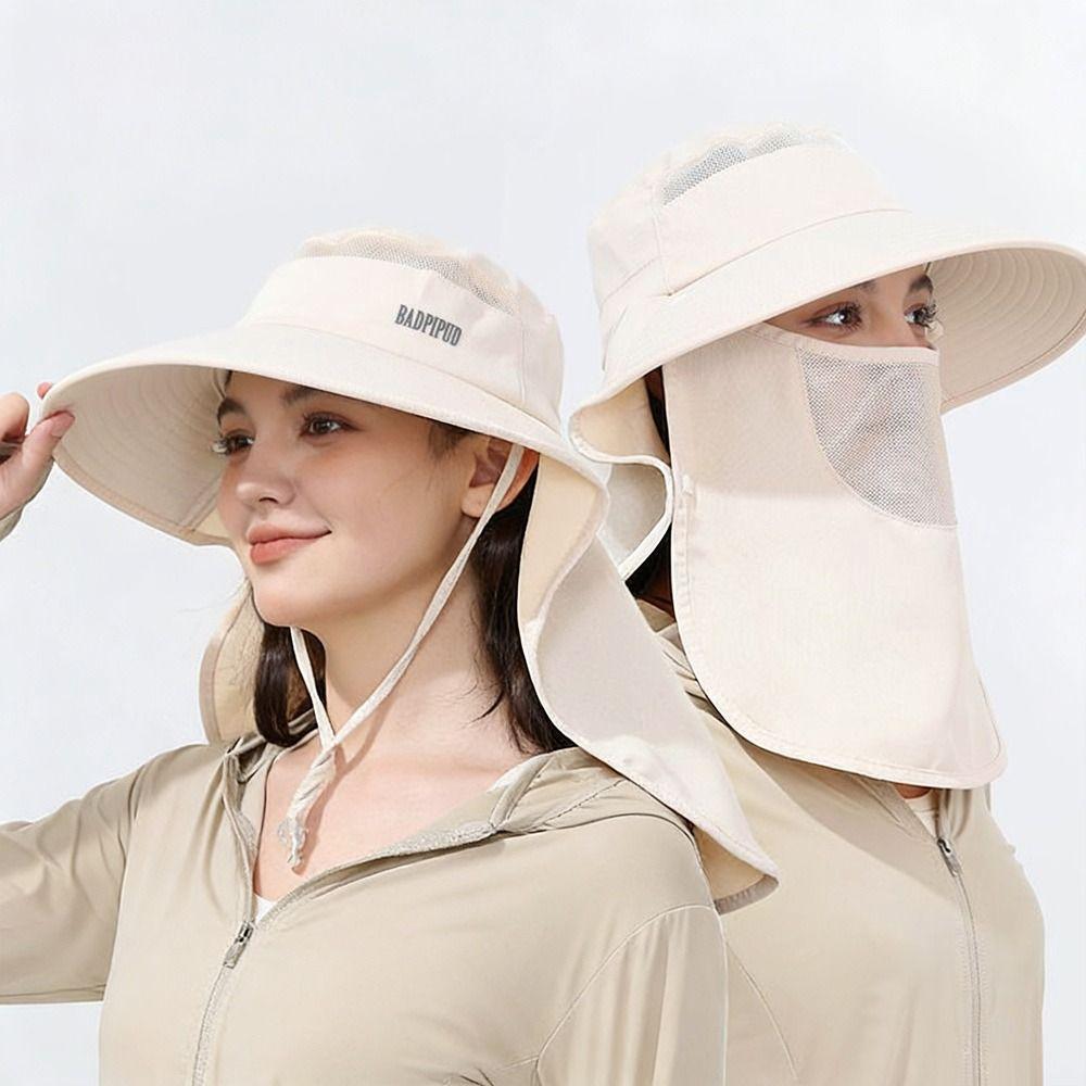 UV Protection Summer Face Shield Neck Cap Wide Brim All-in-one Sun Hat Women's Sun Protection Hat