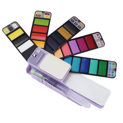 Set de Pintura de Acuarela Portátil Plegable en Forma de Abanico 25 Colores Set de Acuarela de Viaje con Pincel de Agua