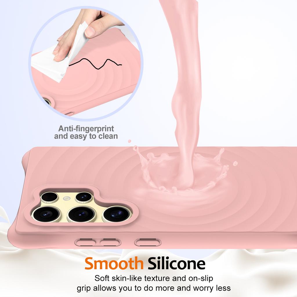 For Samsung Galaxy S24 Ultra Magnetic Case Ripple Texture Anti-drop Liquid Silicone Phone Cover
