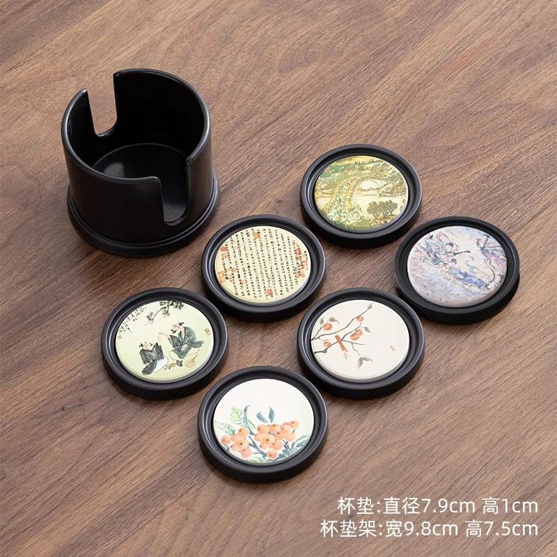 Chinesische Bakelit Wasseraufnahme Teeuntersetzer Hitzebeständige Matten und Rutschfeste Aufbewahrung Kung Fu Teetassenhalter Zubehör