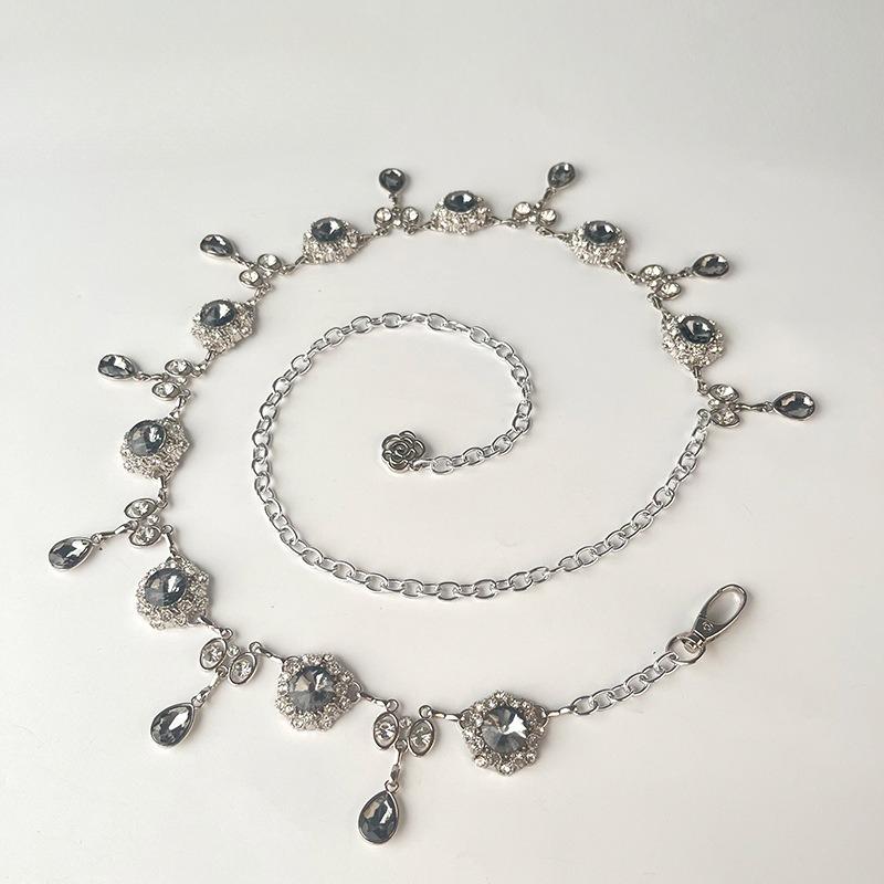 Rhinestone Pendant Inlaid with Metal Waist Chain for Women's Personality and Simple Matching Dress Accessories Belt for Women