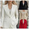 Autumn Long Sleeve Solid Color Cardigan One-Button Small Blazer Jacket for Women