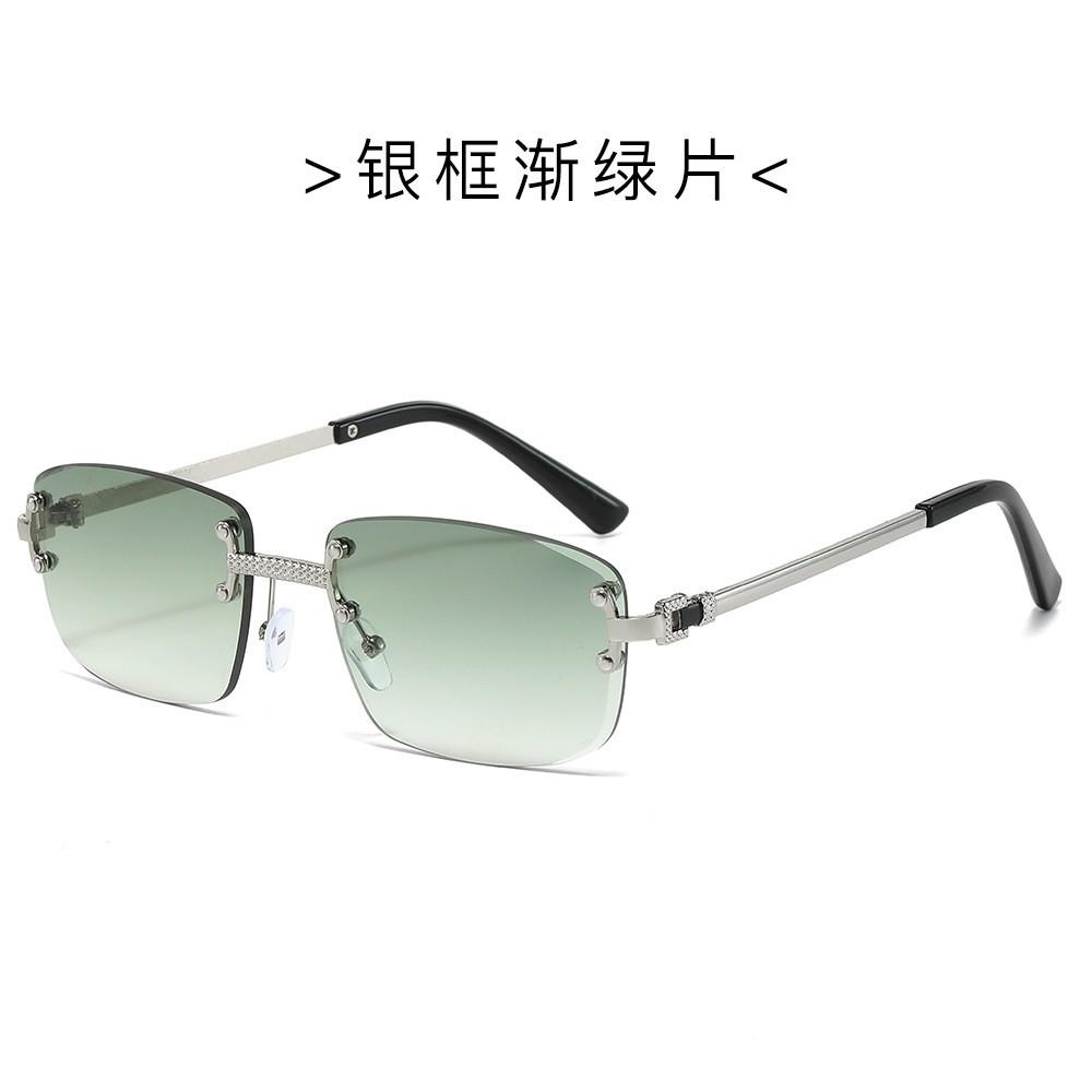 Bezramkowe Kwadratowe Okulary Przeciwsłoneczne z Kolorową Powłoką Dla Mężczyzn, Spersonalizowane Okulary z Giętymi Zausznikami w Kolorze Gradientowym Chroniące Przed Słońcem i Promieniowaniem UV.