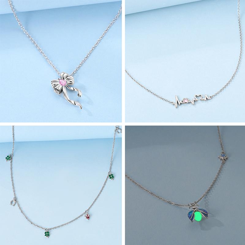 New Copper Necklace Zircon Heart Interlocking Pendant Necklace For Women Wedding Birthday Party Jewelry Gifts