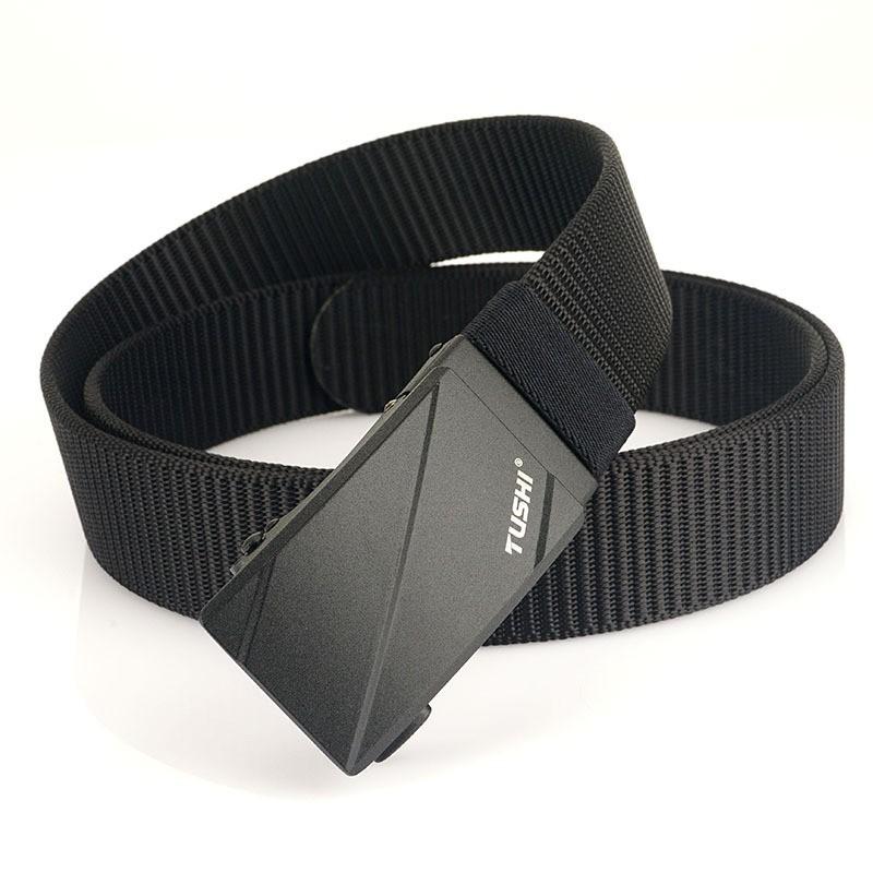 Men s Alloy Automatic Buckle Nylon Belt Outdoor Training Casual Fashion Business All-match 120cm чёрный