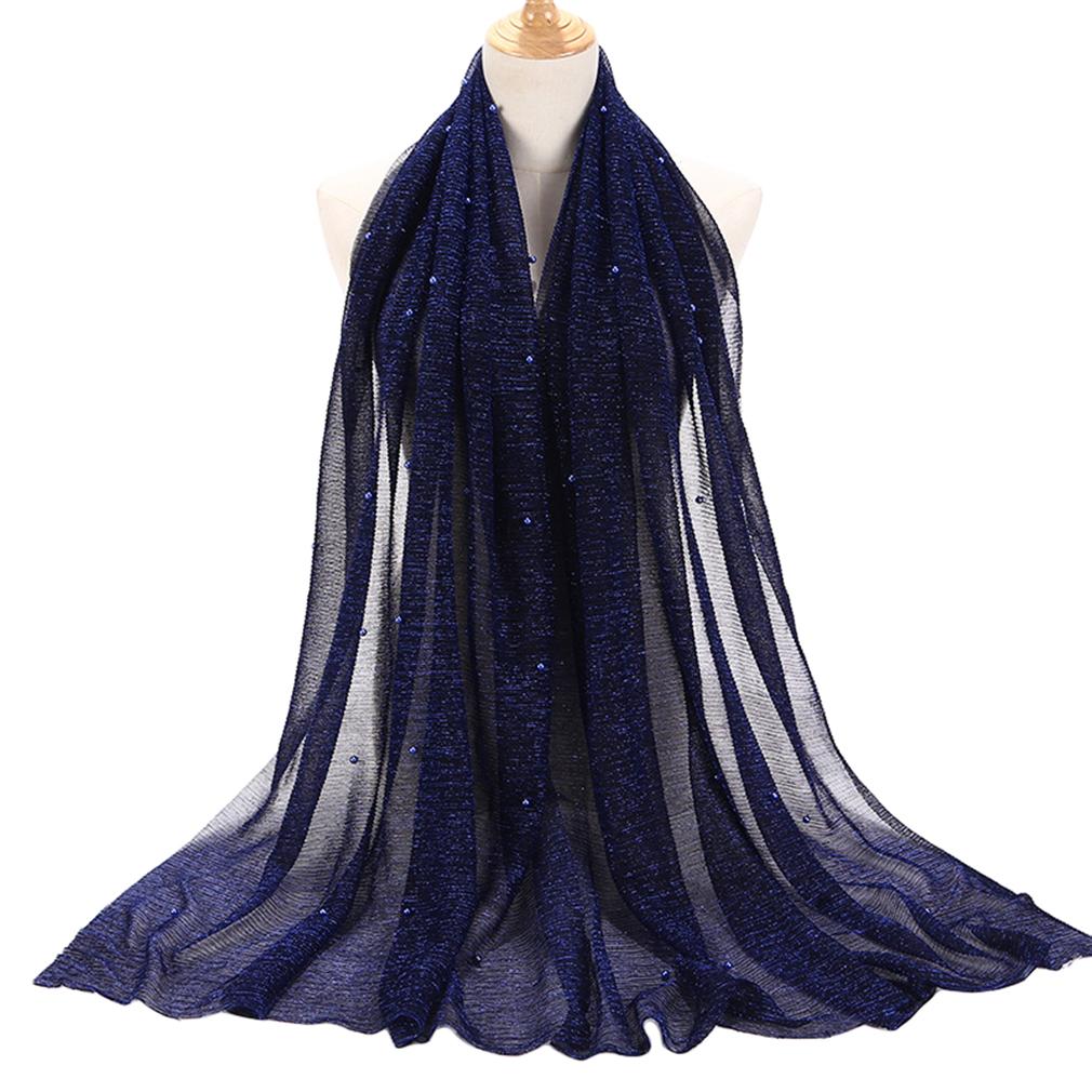 Women's Elegant Pleated Shawl Scarf, Lightweight Breathable Scarf with Beads, Versatile Sunscreen Shawl for Daily/Party