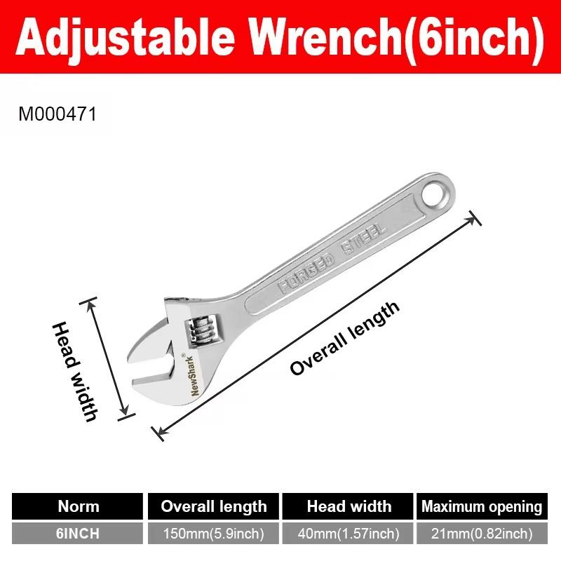 

Adjustable Wrench Large Openin Long Handle Universal Spanner Clamp Wrench CR-V Steel Mechanical Workshop Hand Repair Tools