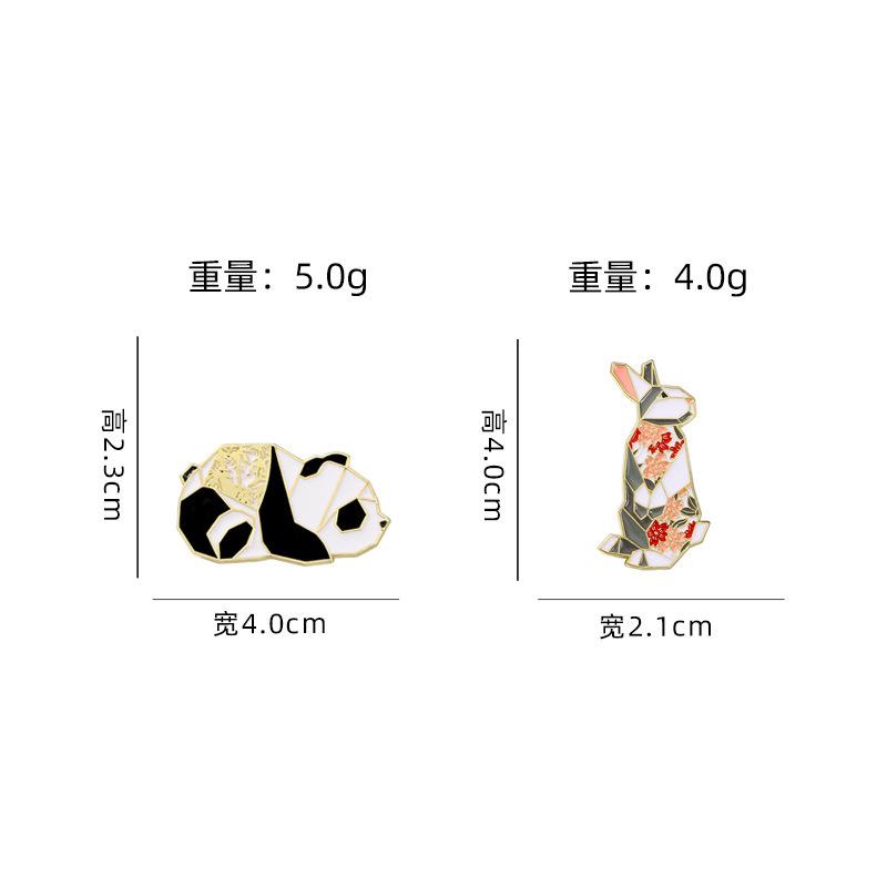 Original Cartoon Alloy Brooch Geometric Animal Cute Rabbit Panda Schoolbag Decoration Clothes Accessories Badge