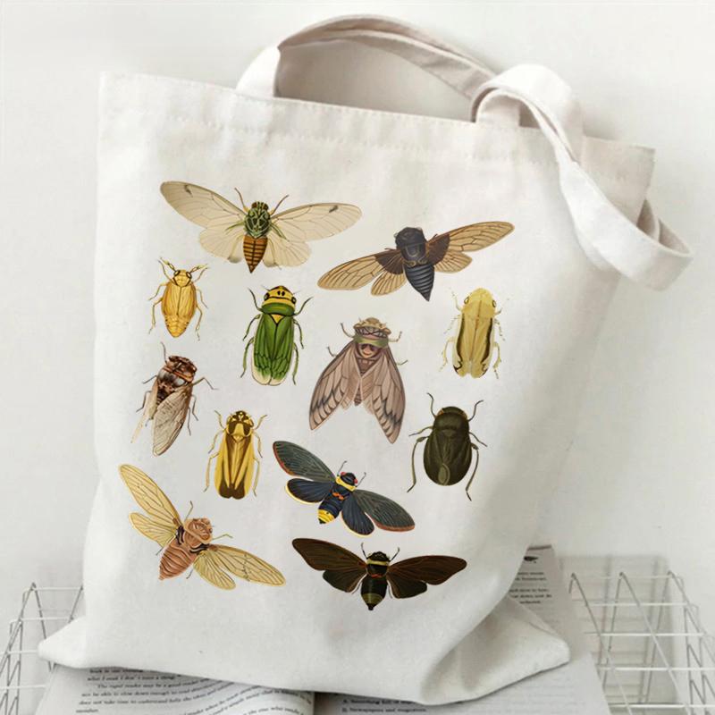 Fancy Style Studio Entomologen Canvas Veelzijdige Opbergtas Entomologie Liefhebbers Retro Patroon Canvas Schoudertas Kinderen Cartoon Ontwerp Tote Bags