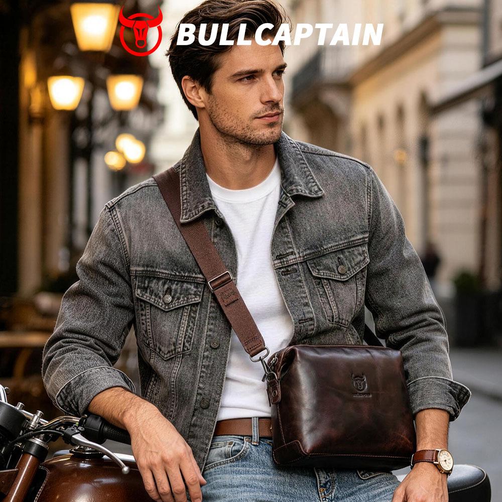 Leather Goods Shoulder Messenger Bag Men'S Leather Large Capacity First Layer Oil Wax Cowhide Card Horizontal Ipad Bag