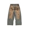Y2K Distressed Washed Letter Print Denim Jeans Loose Straight Cut Streetwear Pants Teens