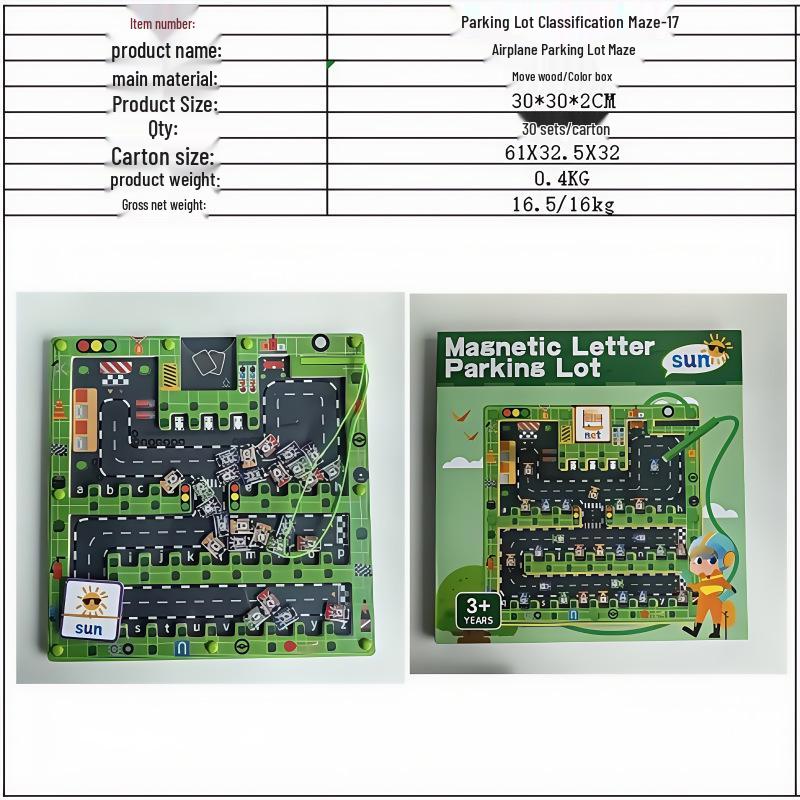 Magnetic Maze Car Parking and Alphabet Game for Spelling and Recognition