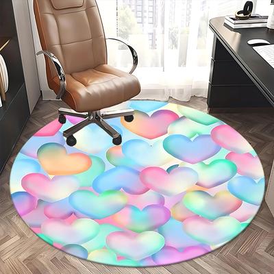 Pastel Rainbow Heart Office Carpet Chair Mats, Home Decor, Sofa Rug, Office Carpet Gift for All Rooms1118050a