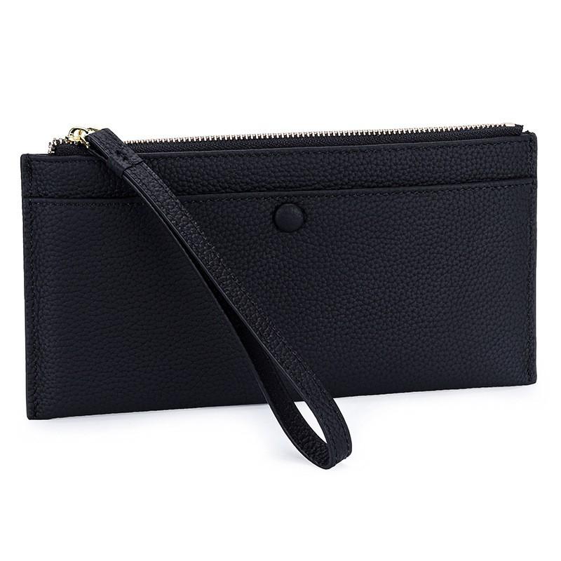 Long Women's Handheld Wallet With Cowhide Multi-function Zipper Large Capacity Wrist Mobile Phone Bag