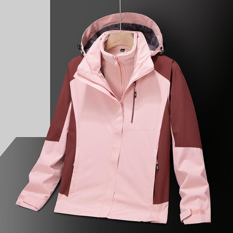Jacket 3-in-1 Womens Mountaineering Jacket Wind Resistant and Water Resistant Removable Fleece Liner Outdoor Activity Jacket