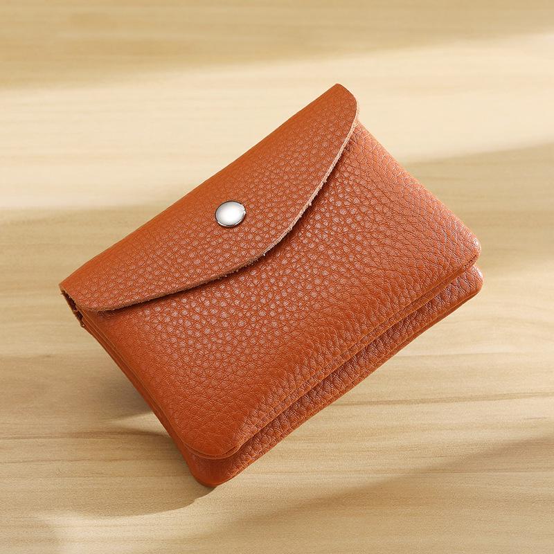 Genuine Leather Double Layer Coin Purse & ID Card Holder with Zipper