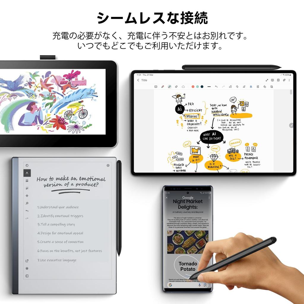 Zspeed EMR Stylus Pen, compatible with Galaxy S Pen, supports up to 4096 levels of pressure sensitivity, has an eraser function, magnetic attachment,
