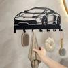 1pc Metal Wall Key Holder (7-Hook) - Black Decorative Organizer for Car Keys, Wall-Mounted for Front Entryway