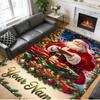 Christmas Custom Name Printed Square Area Rug Soft Non Slip Floor Carpet For Bedroom Holiday Gift