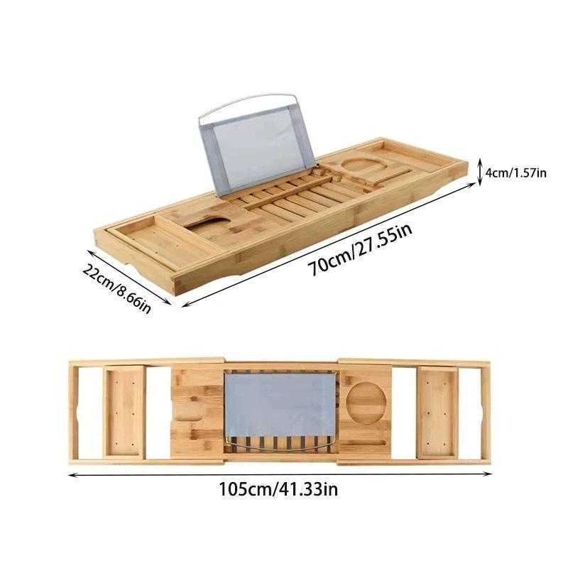 

Extendable bathtub tray/shelf for holding mobile phones, tablets, books, and bath supplies while bathing.