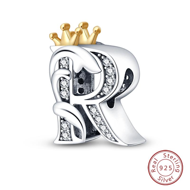 Charms Fit Qikaola Original Bracelets Classic Crown 26 Letters Alphabet Charms Beads For Women Fine Diy Wedding Jewelry Gift