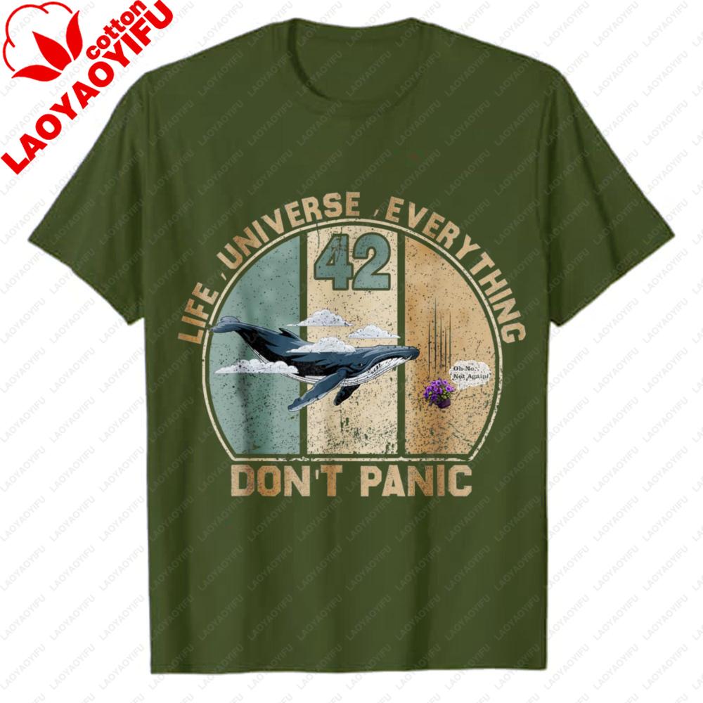 

Vintage Hitchhikers Guide To The Galaxy Whale Graphic Tee 42 Answer To Life The Universe and Everything Dont Panic TShirt S