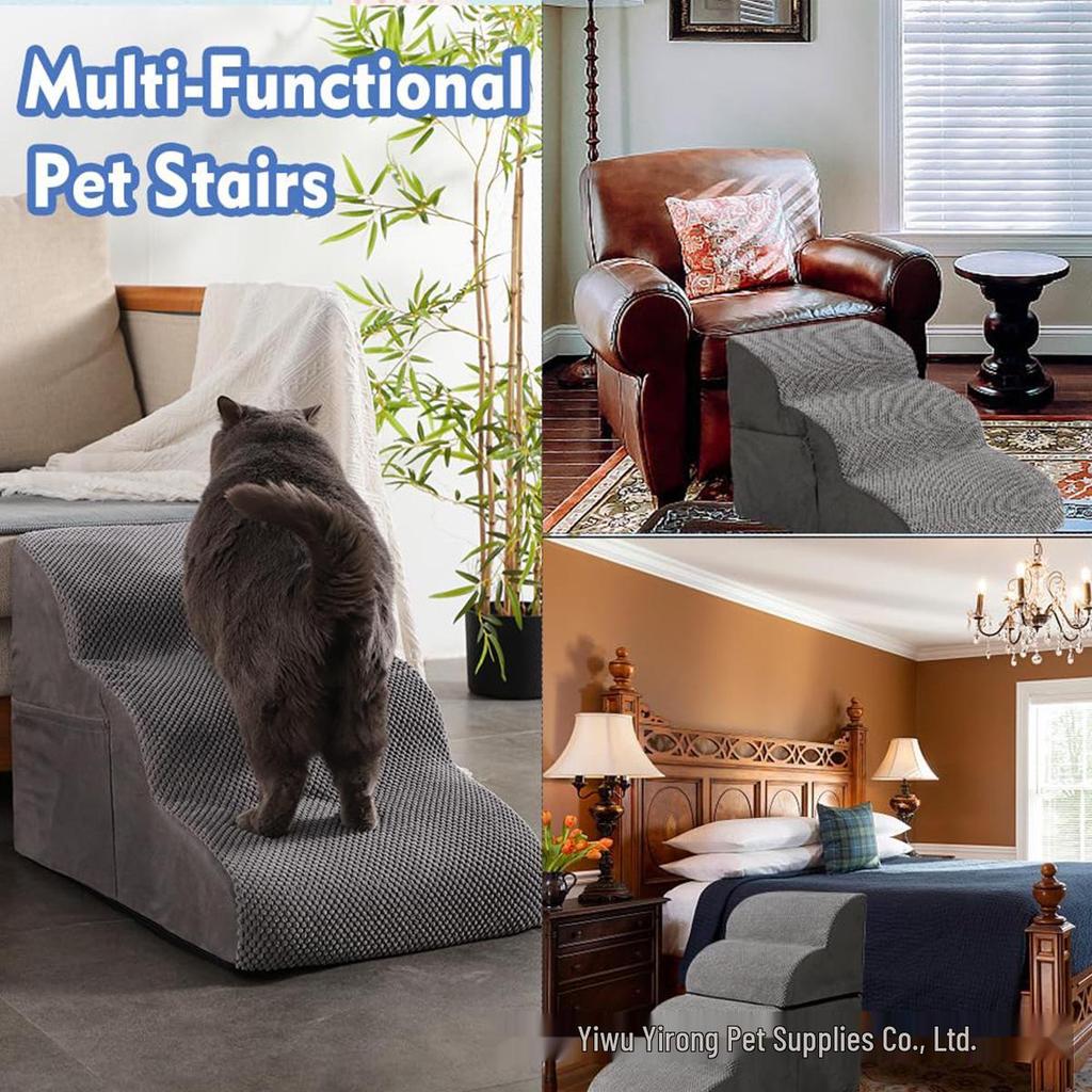 Removable, Washable Non-Slip Pet Stairs for Beds - Sponge Ramp for Dogs
