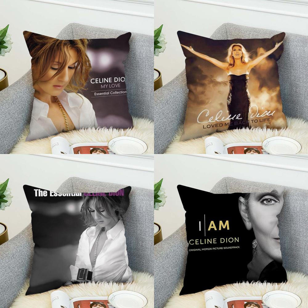 Singer CCeline Dion Pillow Case For Car Sofa Decorative Home Doublesided Print Plush Square Throw Pillow Cushion Cover