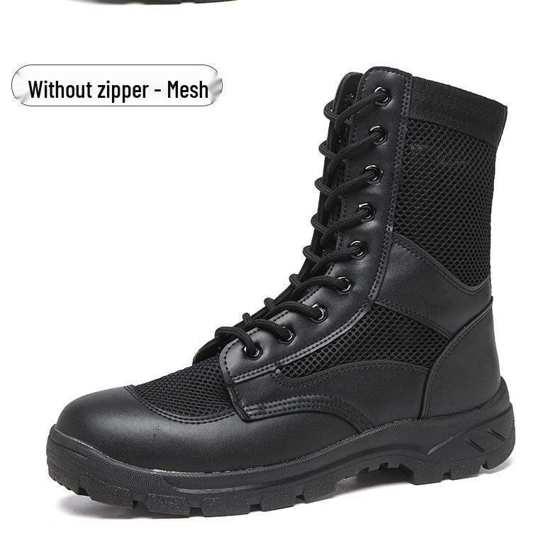 Men's Summer Martin Boots: Breathable, Wear-Resistant Combat Training Boots with Zipper.