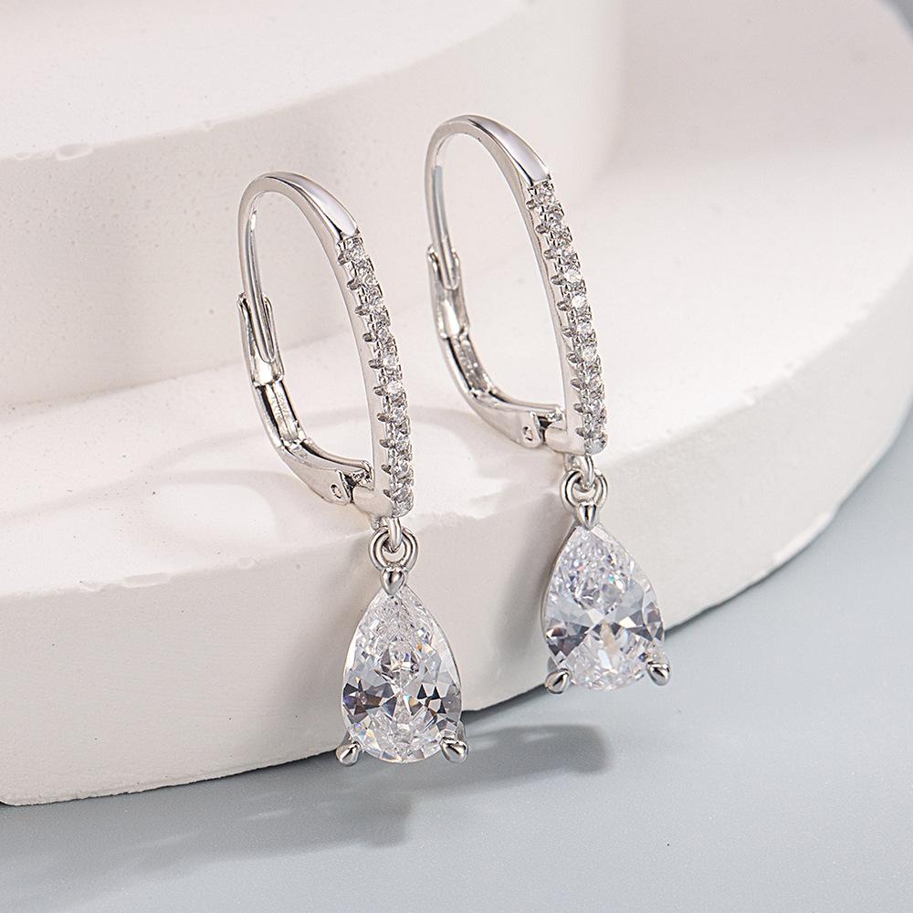 Neue 925 Sterling Silber Glänzende Zirkon Ohrringe Damen Kreis Runde Ohrringe Modisch Elegant Zirkon Geburtstagsfeier Geschenke