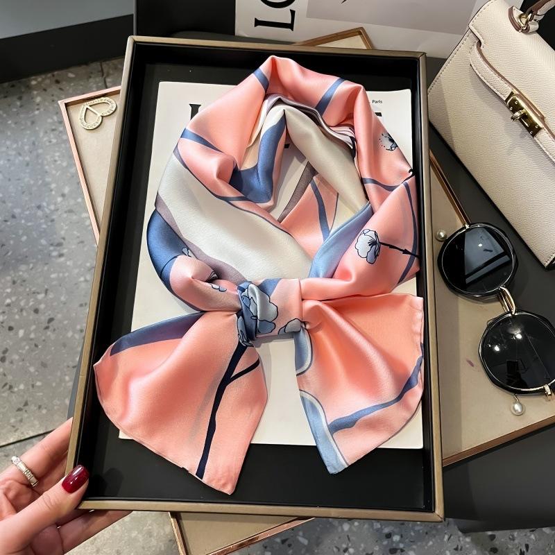 Satin high-end tied hair long silk scarf headband elegant and simple versatile hair band headband streamer hair accessories women's tied bag