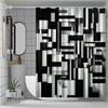 Modern Black and White Geometric Waterproof Mildew-Resistant Shower Curtain - Abstract Design for a Stylish Bathroom Décor