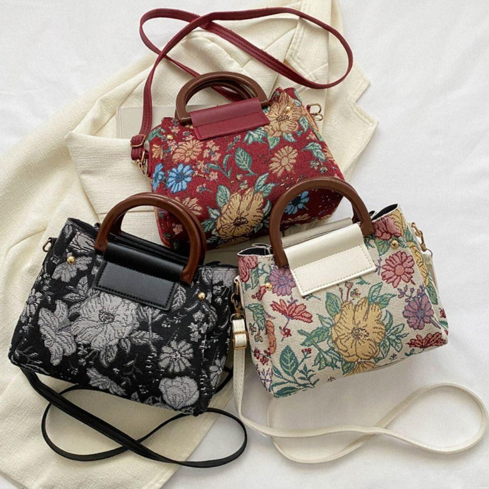 

Сумка большой емкости с вышивкой, съемная сумка через плечо с цветком, холщовая сумка с цветком, сумка для покупок