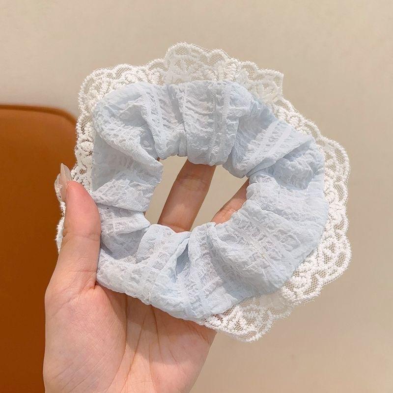 

New Summer Blue Plaid Bowknot Scrunchies College Girls Solid Mesh Hair Bundle Elegant Large Hair Ties Ropes Cute Headwear