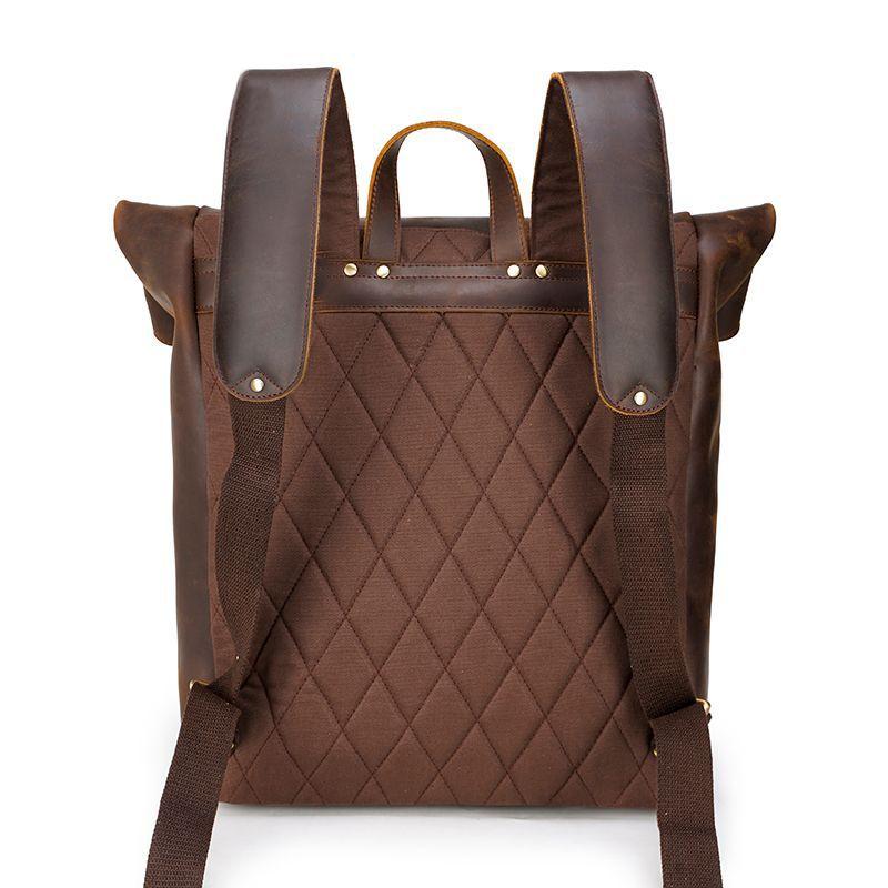 Crazy Horse Genuine Leather Backpack for Men 17" Laptop Daypack Large Capacity Male Travel Tote Bag Vintage School Shoulder Bag