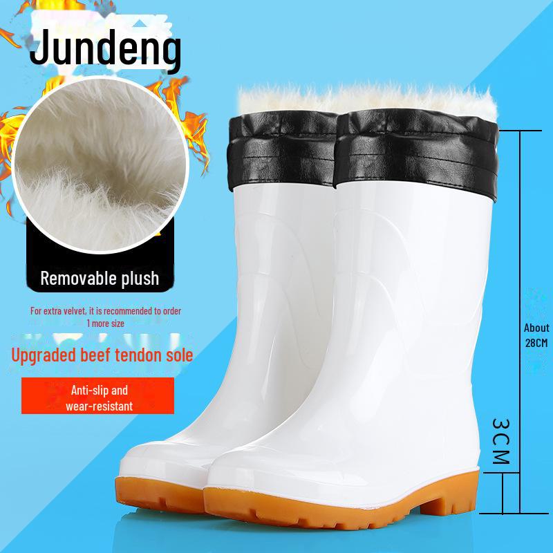 Tendon Sole Unisex White Waterproof Non-Slip Rubber Hygiene Boots for Medium and High Food Safety and Farm Work.