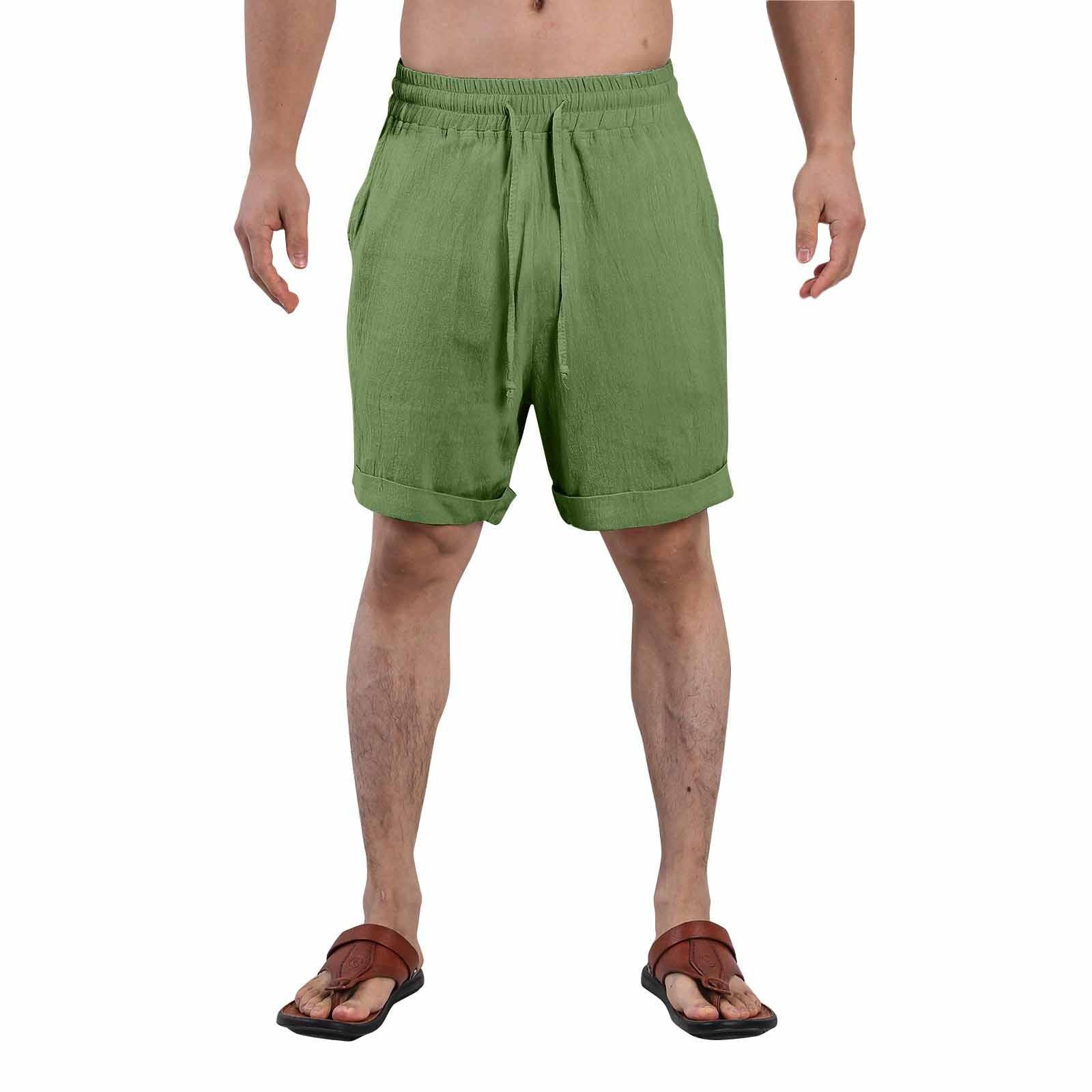 

Мужские повседневные шорты на шнурке Мужские дышащие шорты из хлопка и льна S зелёный