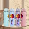 1PC Basketball Player Hand Hoop Print 750ml Color Plastic Sports Water Bottle Leakproof Flip Straw Lid Suitable for Sports Office Home Use