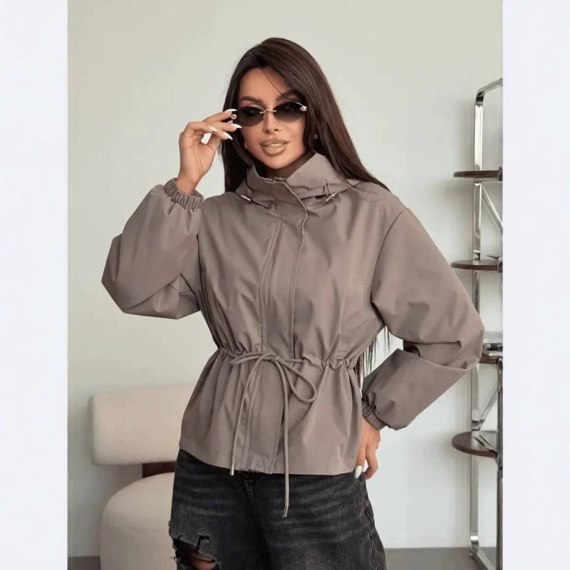 Giacca da Esterno Impermeabile Leggera da Donna con Cappuccio Vestibilità Larga Manica Lunga Casual Cappotto da Escursionismo