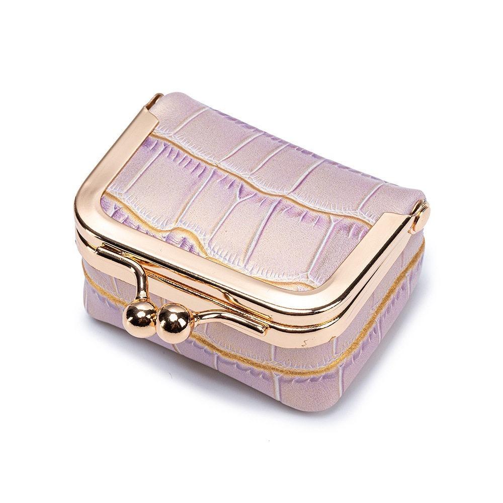 

Kiss Lock Square Storage Bag Crocodile Patterned Jewelry Bag New Mini Item Purse Woman Girl розовый