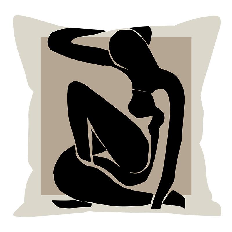 Nordic Geometric Brown Pillowcase Living Room Sofa Bedroom Pillow Yang Tao Bay Window Office Pillow