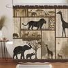 African Shower Curtain for Bathroom Elephant, Giraffe, Leopard Print  Cabin Tropical Forest Decorative Curtain With Hooks