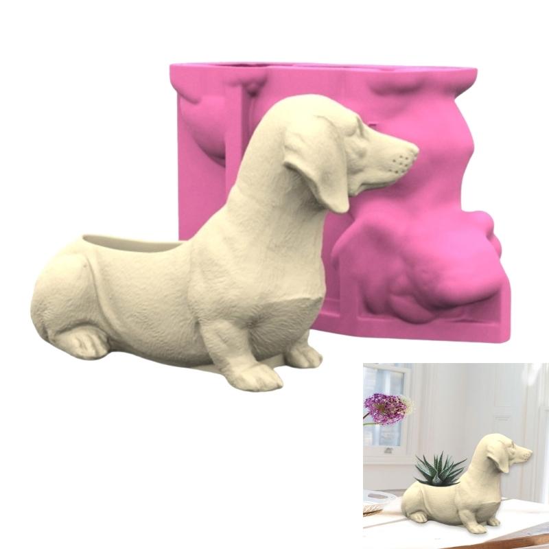 Multipurpose Silicone Mould Dog Shape for Plant Pots Epoxy Resin Vase Succulent Planter and Pen Holder Crafting