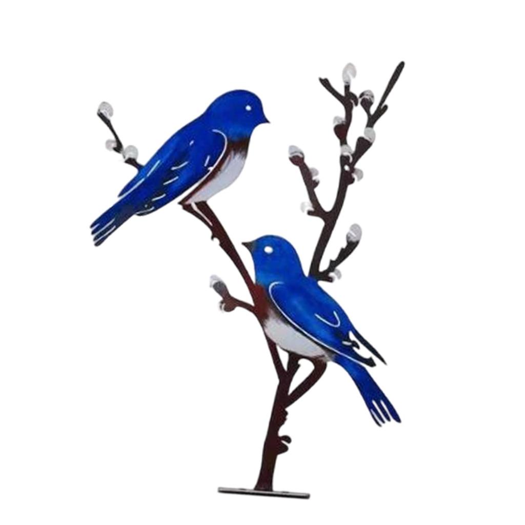 Metal Birds On Branch Desktop Ornament for Indoor Tabletop Dining Room Style A