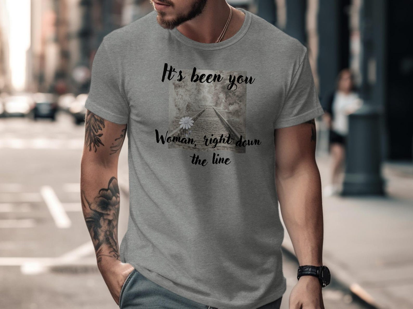 It s Been You Woman Right Down The Line T-Shirt, Daisy Love Quote XL