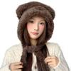 Korean Style Plus Velvet Cute Lanyard Plush Pullover Hat for Women Winter Large Head Circumference Knitted Hat Warm Ear Protection Woolen Hat