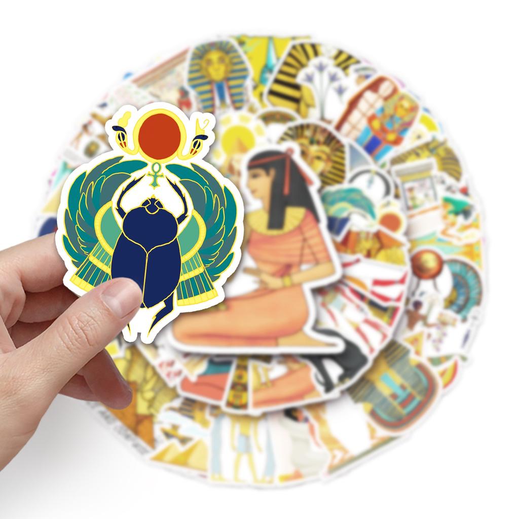 10/50Pcs Ancient Egypt Stickers Pyramid Sphinx Pharaoh Stickers Graffiti Stickers for DIY Luggage Laptop Skateboard Motorcycle Bicycle Stickers