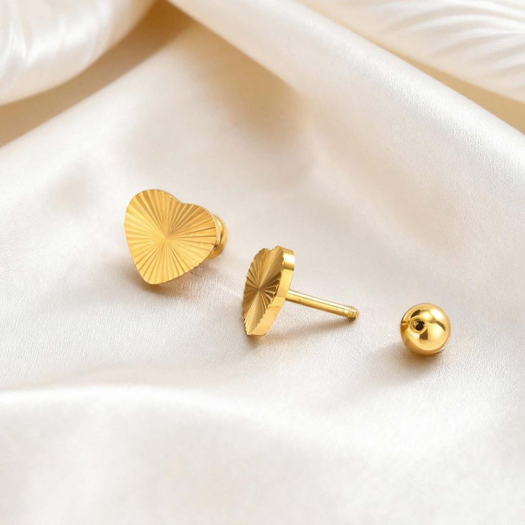 Simple Heart Shape Stainless Steel Stud Earrings for Women, Waterproof Gold Plated Small Earrings, Fashion Classic Jewelry Gift