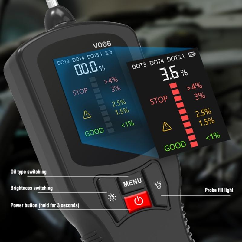 Brake Fluid Tester Car Brake Liquid Digital Tester Fit for DOT3 DOT4 DOT5.1 Accurate Oil Quality Check Sound Light Alarm