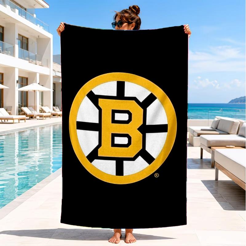 Bruins Emblem Hockey Beach Towel, Super Soft Microfiber, Perfect Gift for Her/Him, Birthday, for Pool, Beach, Travel, Decor Beach Party